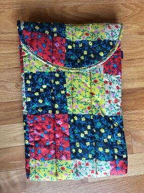BAGGU Quilted Patchwork Floral Laptop Sleeve - Red, Yellow, Black, Cream